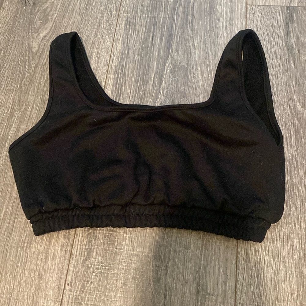 Black cotton sports bra